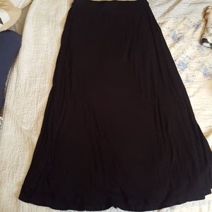 Black maxi skirt with high slit in back